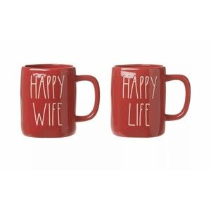 COPY - Rae Dunn “Happy Wife” “Happy Life” Red Mug Set. Wedding Gift / Anniversa…